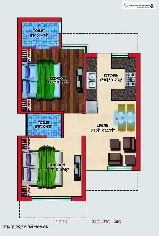 2 BHK Multistorey Apartment / Flat for sale in Tunis Homes Pakhowal